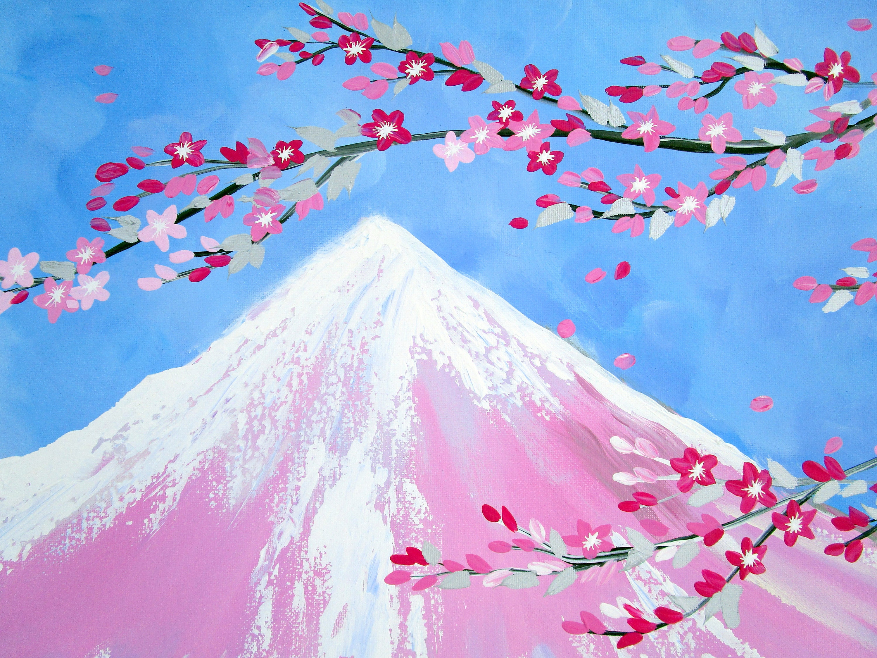 富士山、絵画、桜、桜、富士、日本のテーマ、和風、日本、ピンク 富士山、絵画、桜、桜、富士、日本のテーマ、和風、日本、ピンク