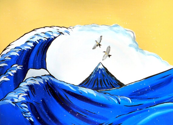 Japanese Themed Art Japanese From Australia Wave Painting Etsy