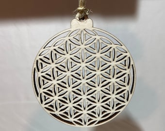 Wooden flower of life Christmas ball