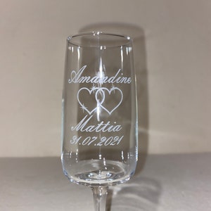 Personalized champagne flute, Engraved glass. image 1