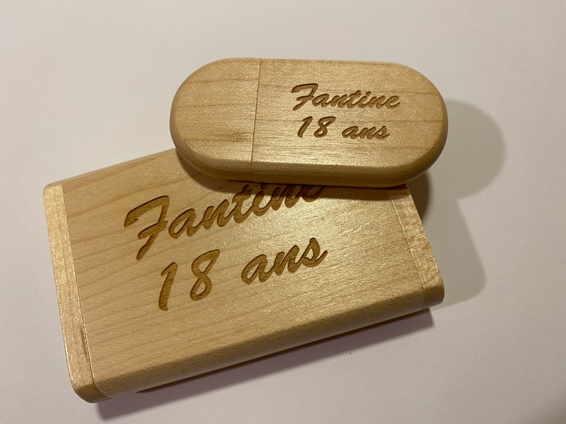 32 GB and 64 GB USB stick in maple wood, walnut, red wood or bamboo with box. image 4