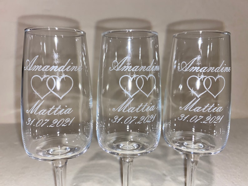 Personalized champagne flute, Engraved glass. image 6