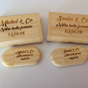 32 GB and 64 GB USB stick in maple wood, walnut, red wood or bamboo with box. image 2