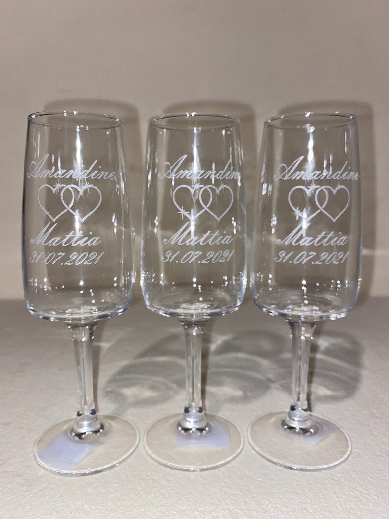 Personalized champagne flute, Engraved glass. image 4