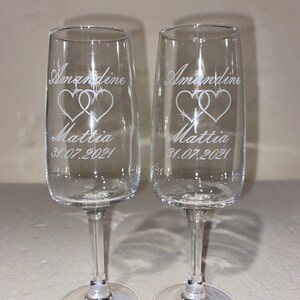 Personalized champagne flute, Engraved glass. image 3