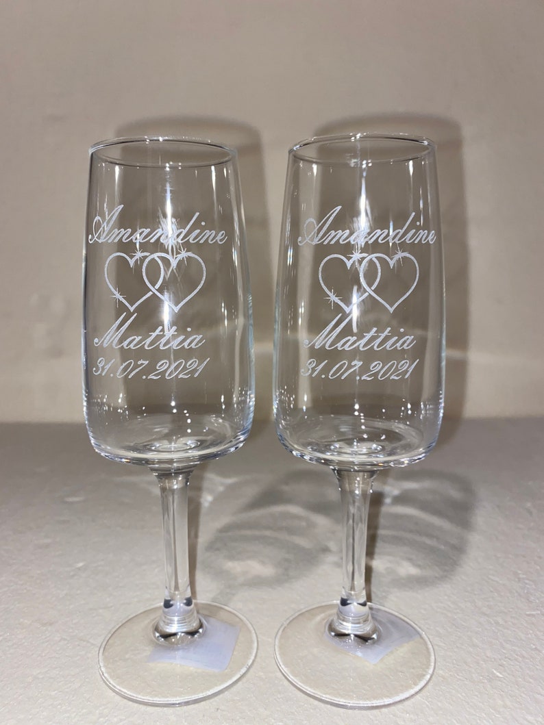 Personalized champagne flute, Engraved glass. image 3