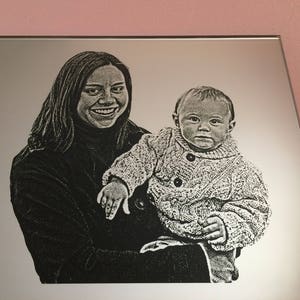 Retrato grabado en espejo. Personalizado. Regalo único