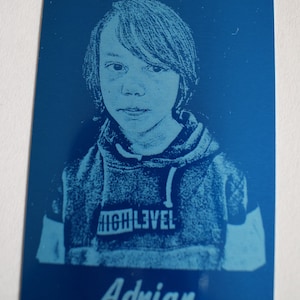 Portrait engraved on aluminum plate