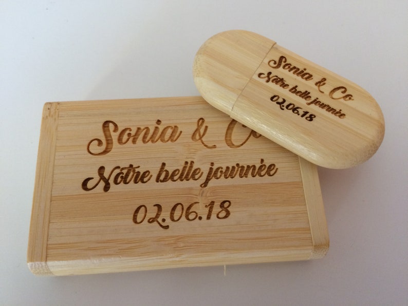 32 GB and 64 GB USB stick in maple wood, walnut, red wood or bamboo with box. image 1