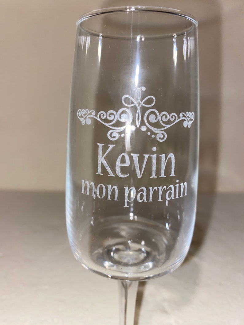 Personalized champagne flute, Engraved glass. image 2