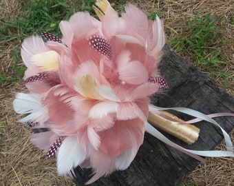 Dusty rose bouquet, Feather bouquet, Bridal accessory, Alternative bouquet, Bridesmaids, Exclusive Wedding, Gatsby chick, Bridal bouquet