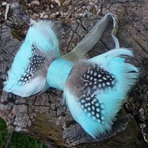 Wedding Bow-tie Turquoise feathers Bow Tie Grooms Bow Tie Groomsmen Gift Bow tie for men Vintage bow-tie Cotton and feathers Bow tie