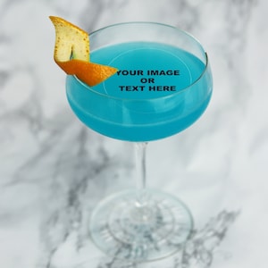 EDIBLE Custom clear drink toppers, wedding cocktail clear toppers, clear image, custom topper, custom wedding design, cocktail drink toppers