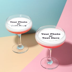 6-3&quot; EDIBLE Custom wafer drink toppers, circle cocktail toppers, wafer image, custom wedding topper, custom wafer, cocktail drink toppers