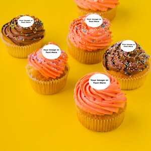 20- 1.5" Custom edible mini cupcake toppers, circle topper, edible cupcake image, custom edible topper, edible photo, custom edible image