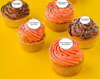 20- 1.5" Custom edible mini cupcake toppers, circle topper, edible cupcake image, custom edible topper, edible photo, custom edible image