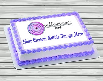 8.5x11 Custom Edible Cake Topper, Quarter Sheet Cake Image
