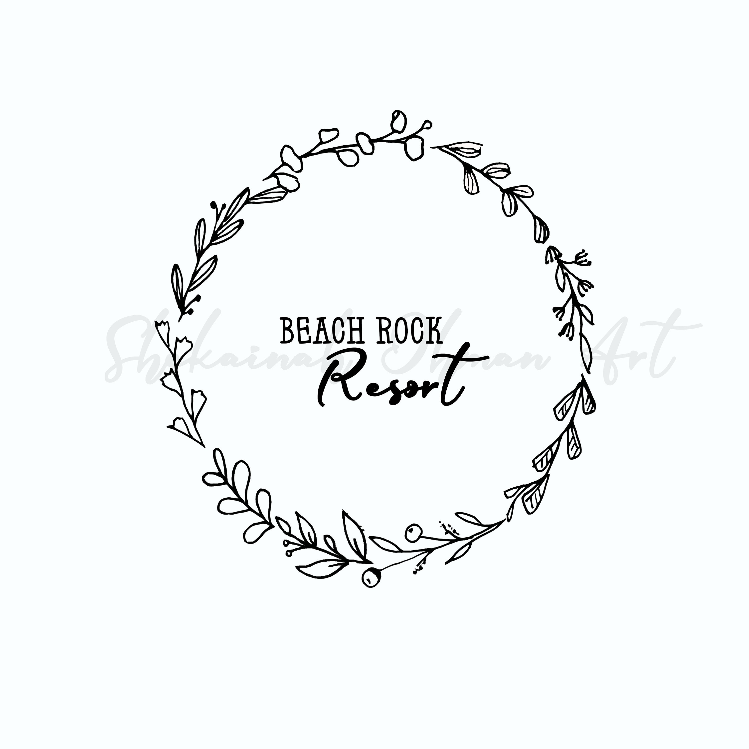 Black And White Wreath Photography Watermark Vector Wreath Etsy