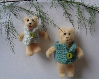 2erSet gefilzte Teddybären, Anhänger, Baumanhänger, Teddy, Weihnachtsdeko, Geschenkanhänger, Tannenbaumschmuck, Baumschmuck, Mobile