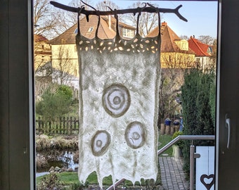 Filz Gardine, Scheibengardine, Fenstervorhang, Vorhang, Fensterdeko, Dreamcatcher, Wanddeko,  Wandbehang, Wandschmuck