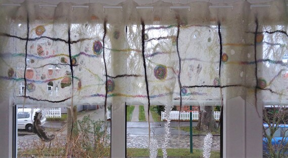 Filz Gardine Scheibengardine Fenstervorhang Vorhang