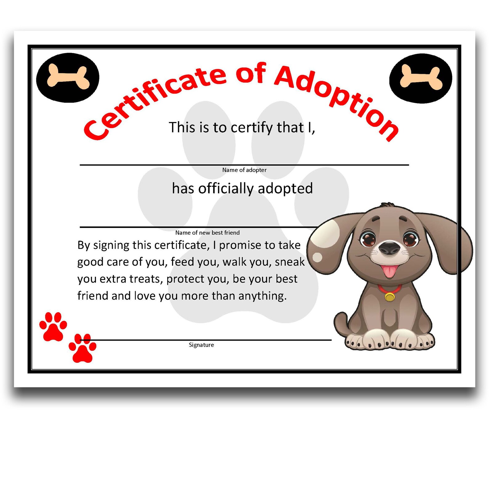 Puppy Adoption Certificate Great for Dog Adoptions and Etsy Puppy Adoption Certificate Great for Dog Adoptions and Etsy