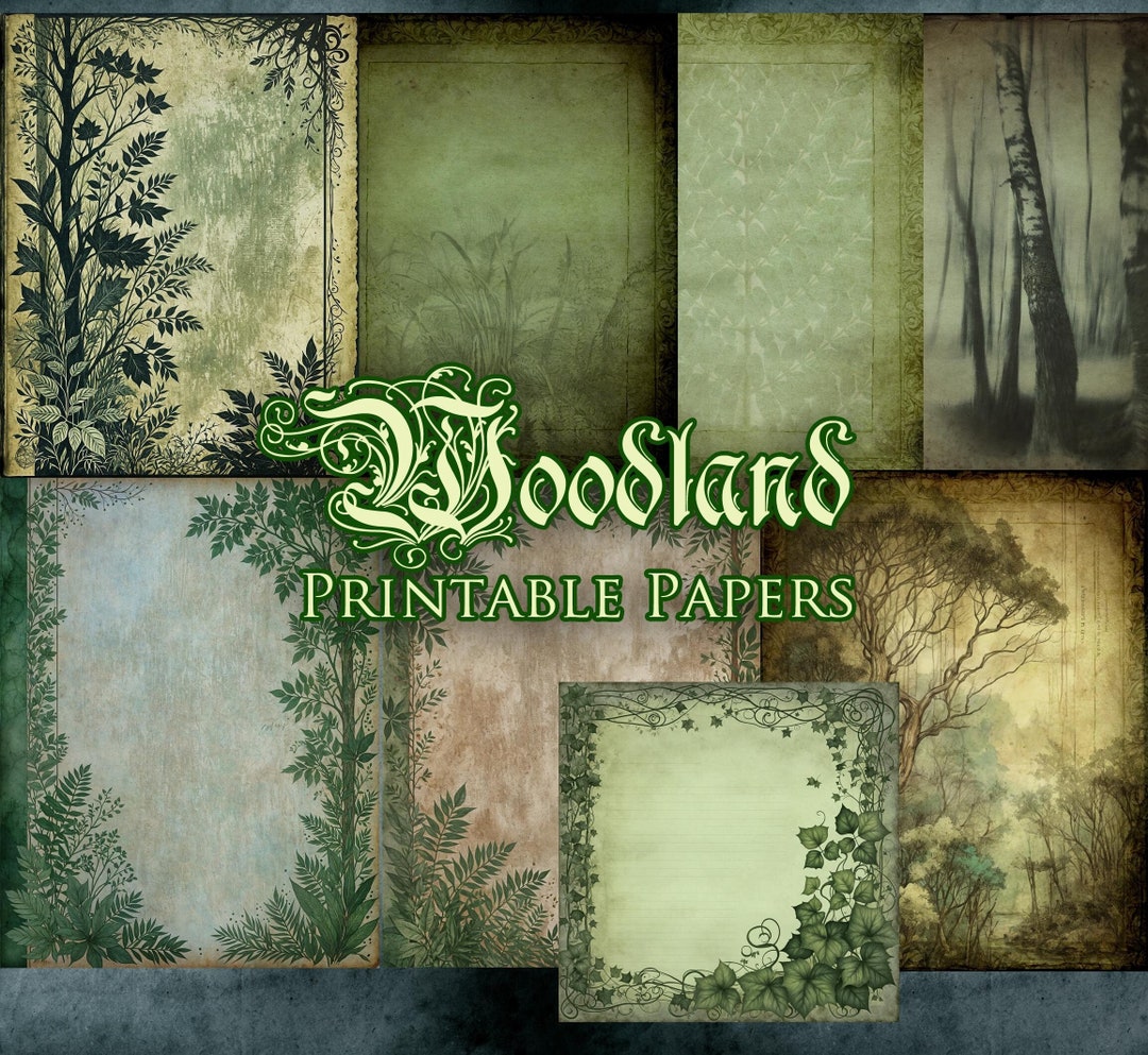 Woodland Forest Printable Junk Journal Pages Floral Digital Scrapbook ...
