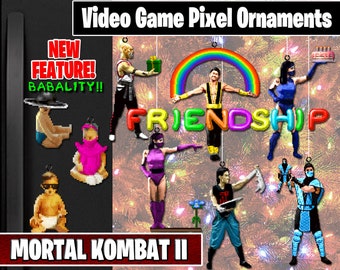 Mortal Kombat 2 Friendship & Babality - Pixel Ornaments - New Magnet Feature - Sprite Characters - Holiday - Your Personal Collection