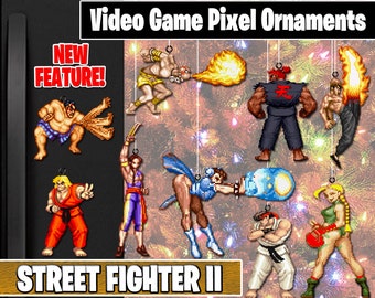 Street Fighter 2 Pixel Ornaments - New Magnet Feature - Sprite Characters - Holiday - Your Personal Collection