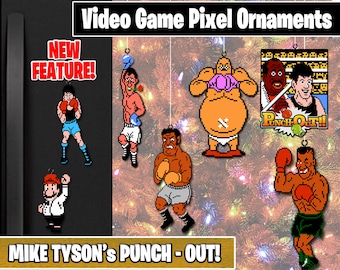 Mike Tyson's Punch Out! Pixel Ornaments - New Magnet Feature - Sprite Characters - Holiday - Your Personal Collection