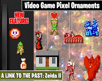 Adventures of Link - Zelda 2 Pixel Ornaments - New Magnet Feature - Sprite Characters - Holiday - Your Personal Collection