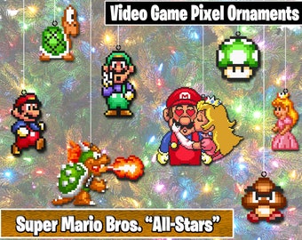 Super Mario All-Stars Pixel Ornaments - New Magnet Feature - Sprite Characters - Holiday - Your Personal Collection