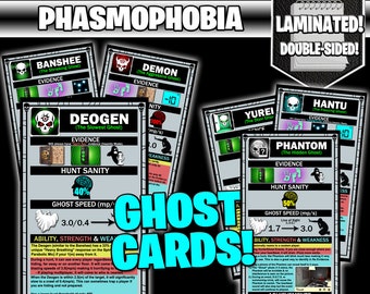 Phasmophobia Ghost Cards - Full Info Stats - Laminated - Holiday - Your Personal Collection