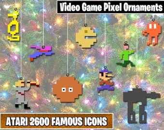 Atari 2600 Pixel Ornaments - New Magnet Feature - Sprite Characters - Holiday - Your Personal Collection
