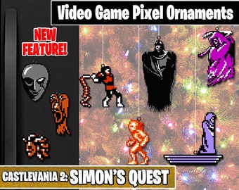 Castlevania 2 Simon's Quest Pixel Ornaments - New Magnet Feature - Sprite Characters - Holiday - Your Personal Collection
