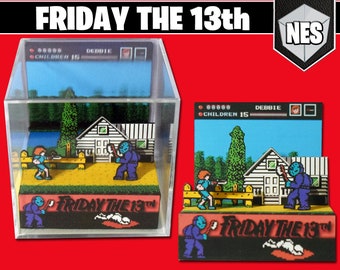 Friday the 13th  NES 3D Diorama Cube - NEW Outside Encounter - Custom Made - Handmade