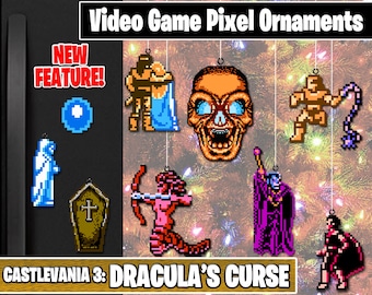 Castlevania 3 Dracula's Curse Pixel Ornaments - New Magnet Feature - Sprite Characters - Holiday - Your Personal Collection