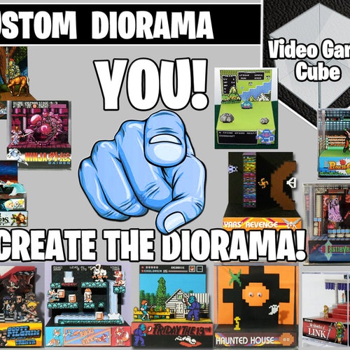 Video Game Diorama Cube - Custom Made - Personalized - Happy Birthday or any Occasion!