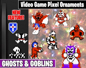 Ghosts & Goblins Pixel Ornaments - New Magnet Feature - Sprite Characters - Holiday - Your Personal Collection