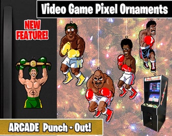 ARCADE Punch Out! Pixel Ornaments - New Magnet Feature - Sprite Characters - Holiday - Your Personal Collection