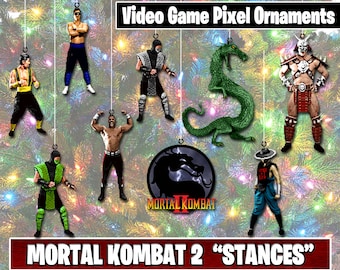 Mortal Kombat 2 Stances Pixel Ornaments - New Magnet Feature - Sprite Characters - Holiday - Your Personal Collection