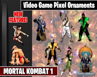 Mortal Kombat Pixel Ornaments - New Magnet Feature - Sprite Characters - Holiday - Your Personal Collection