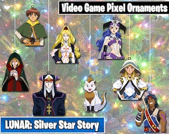Lunar Silver Star Story Pixel Ornaments - New Magnet Feature - Sprite Characters - Holiday - Your Personal Collection