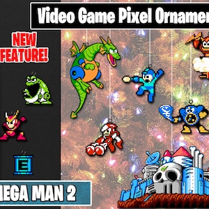 Mega Man 2 Pixel Ornaments - New Magnet Feature - Sprite Characters - Holiday - Your Personal Collection