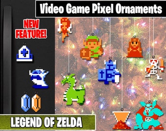 Legend of Zelda Pixel Ornaments - New Magnet Feature - Sprite Characters - Holiday - Your Personal Collection