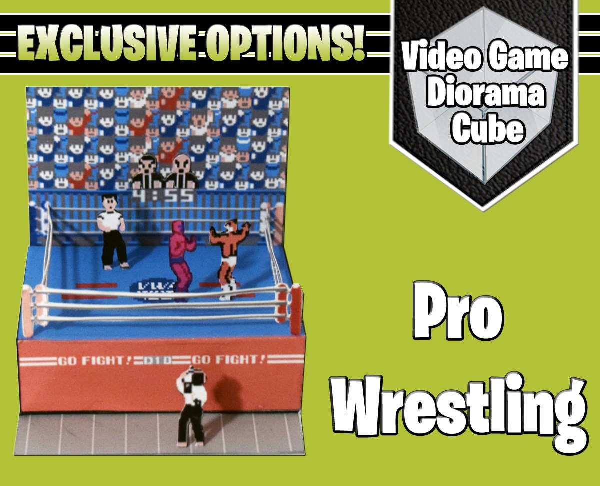 Pro Wrestling NES 3D Diorama Cube Opciones exclusivas Etsy