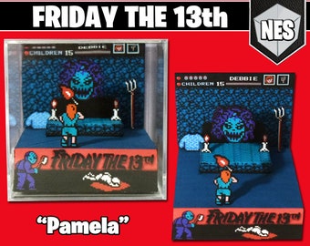 Friday the 13th  NES 3D Diorama Cube - NEW Pamela Voorhees Encounter - Custom Made - Handmade