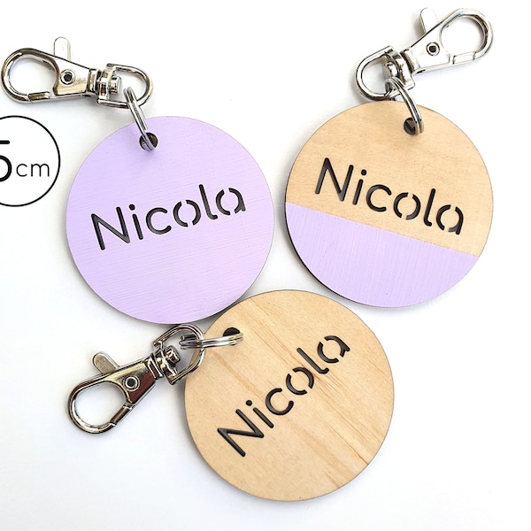 Personalised 5cm Plywood Name Bag Tag for Backpack, Pencil Case, Keychain, Luggage, Pastel, Teacher, Gift