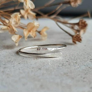 Ultra Thin Hammered Sterling Silver Wrap Ring, Recycled 925 Sterling Silver, Textured Silver Midi Ring, Adjustable Thumb Ring, Everyday Ring