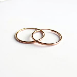 Single or Pair of 20mm Rose Gold Filled Hoop Earrings - 14K Rose Gold Fill Sleeper Earrings - Endless Hoops - Plain Hoop Earrings